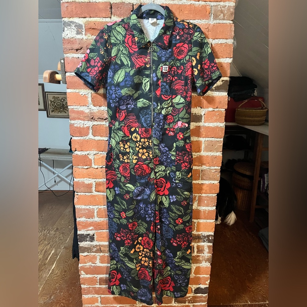 Lucy & Yak ragan wide leg cropped cotton jumpsuit in Maria print
